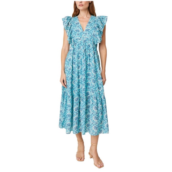 RHODE Dresses & Skirts - Rhode Blue Paisley Ruffle Midi Dress EUC / Tasha Midi Dress